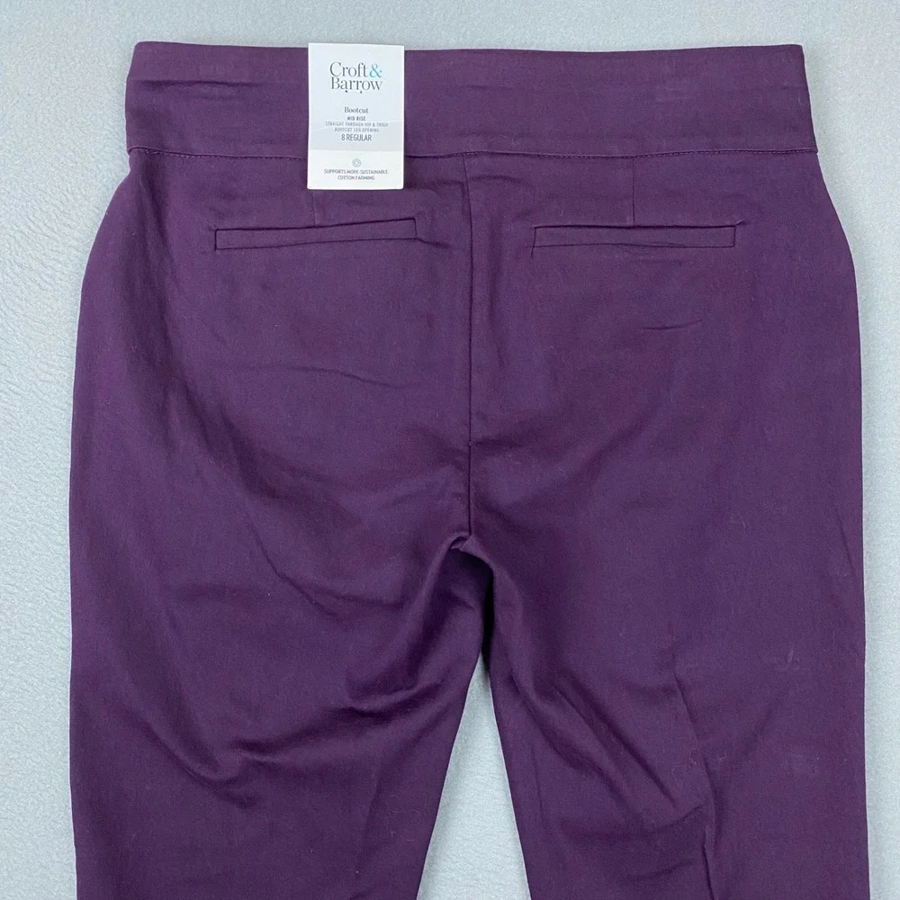 Croft & Barrow Effortless Stretch Mid Rise Bootcut Pants Womens 8 Purple NWT - Picture 4 of 12